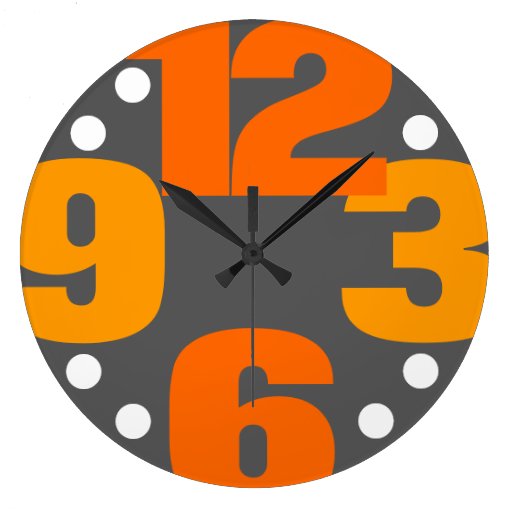 Image of The Big Time - orange Large Clock