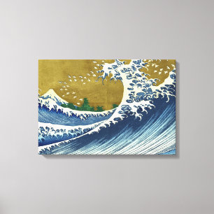 The Big Wave (Blue and Gold Japanese Art, Hokusai) Canvas Print