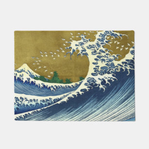 The Big Wave (Blue and Gold Japanese Art, Hokusai) Doormat
