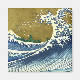 The Big Wave (Blue and Gold Japanese Art, Hokusai) Magnet