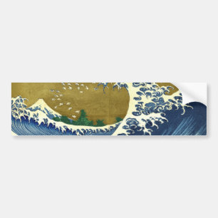 The Big Wave (Blue and Gold) (Katsushika Hokusai) Bumper Sticker