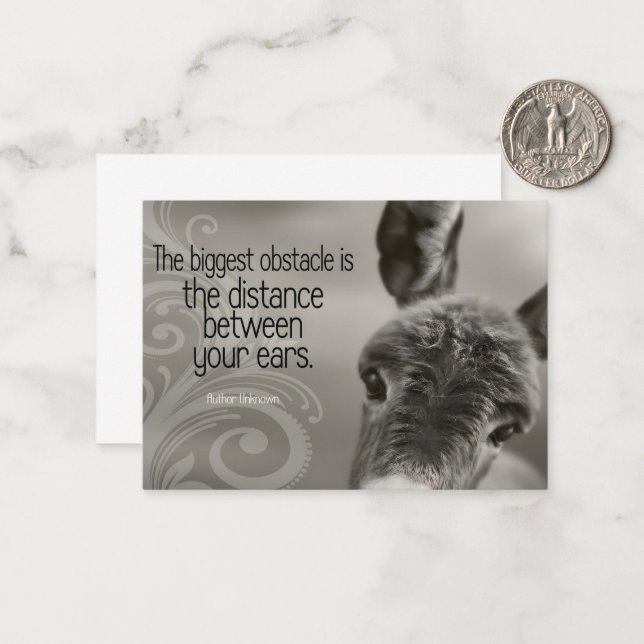 "The biggest obstacle" Inspirational Quote Card (Front/Back In Situ)