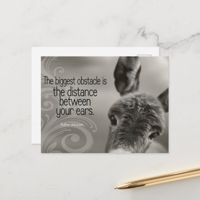 "The biggest obstacle" Inspirational Quote Postcard (Front/Back In Situ)
