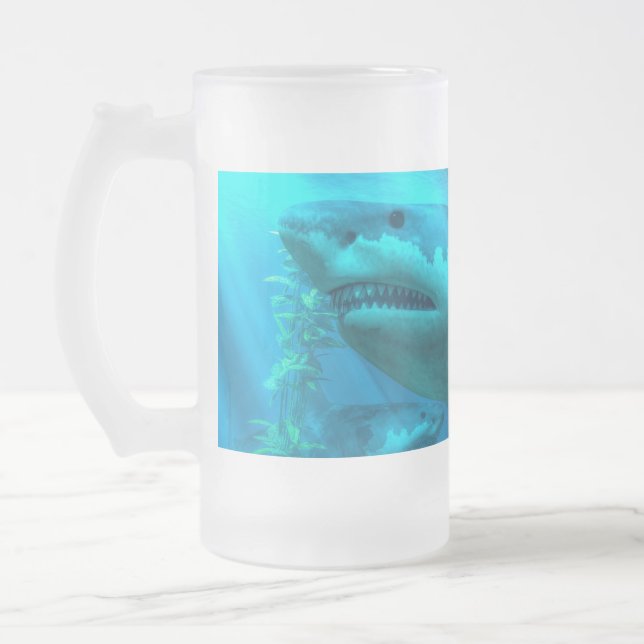 The Biggest Shark Frosted Glass Beer Mug (Left)