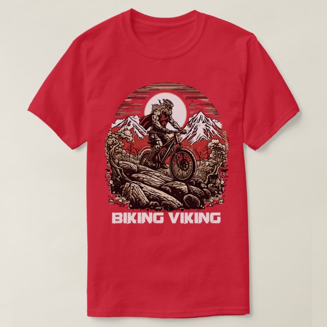 the biking viking loves mountain biking T-Shirt (Design Front)
