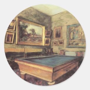 The Billiard Room at Menil Hubert by Edgar Degas Classic Round Sticker