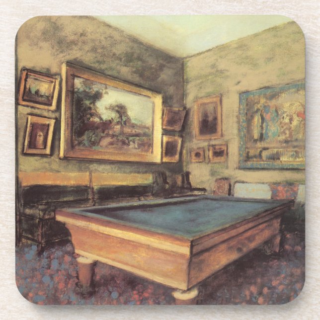 The Billiard Room at Menil Hubert by Edgar Degas Coaster (Front)