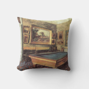 The Billiard Room at Menil Hubert by Edgar Degas Cushion