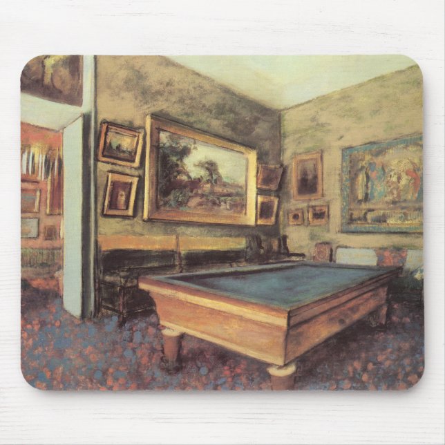 The Billiard Room at Menil Hubert by Edgar Degas Mouse Mat (Front)