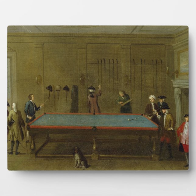 The Billiard Room (oil on canvas) Plaque (Front)