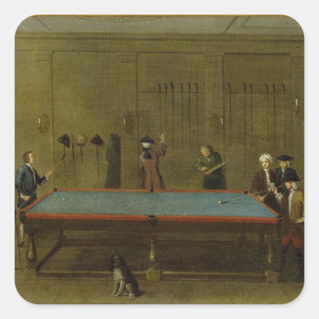The Billiard Room (oil on canvas) Square Sticker (Front)