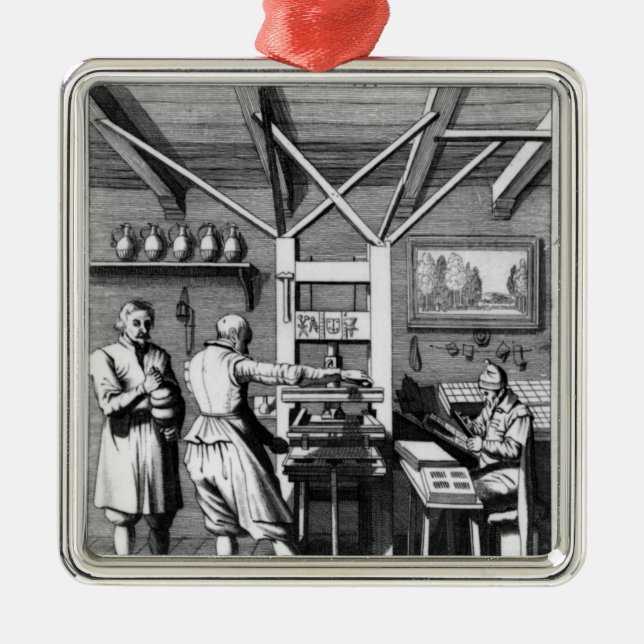 The bindery of Laurens Janszoon Koster Metal Tree Decoration (Front)