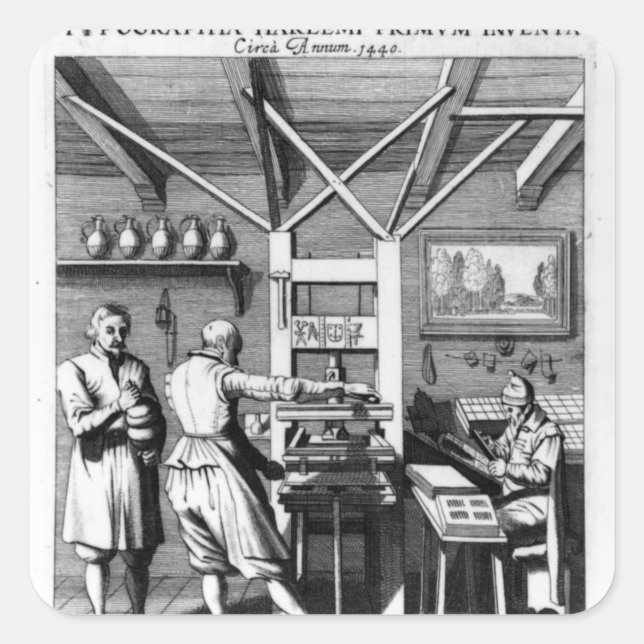 The bindery of Laurens Janszoon Koster Square Sticker (Front)