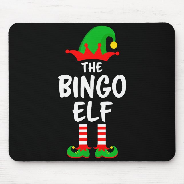 The Bingo Elf Matching Family Christmas  Mouse Mat (Front)