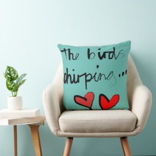 The Bird’s Chirping - Jade Black Red Cushion