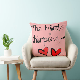 The Bird’s Chirping - Pink Black Red Cushion