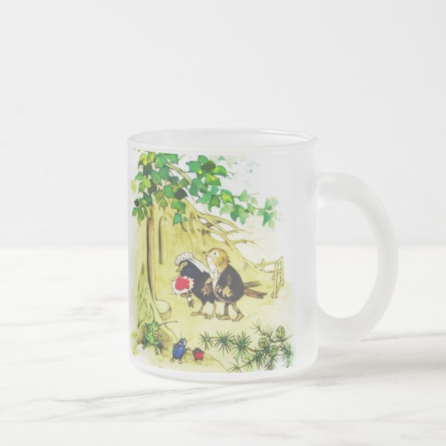 The Bird Wedding Frosted Glass Coffee Mug (Right)