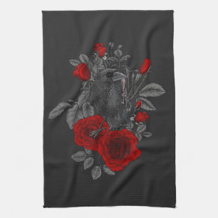 The bird with the silver key tea towel