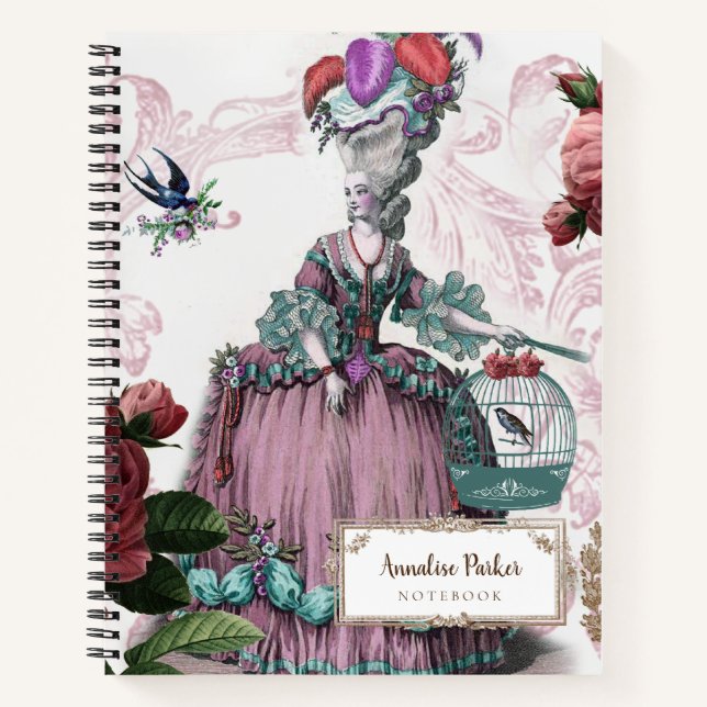 The Birdcage  French inspired  Personalised  Notebook (Front)