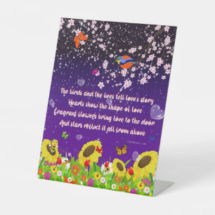 The birds and the bees tell love's story pedestal sign