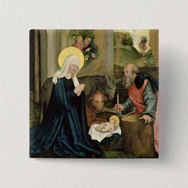 The Birth of Christ 15 Cm Square Badge (Front)