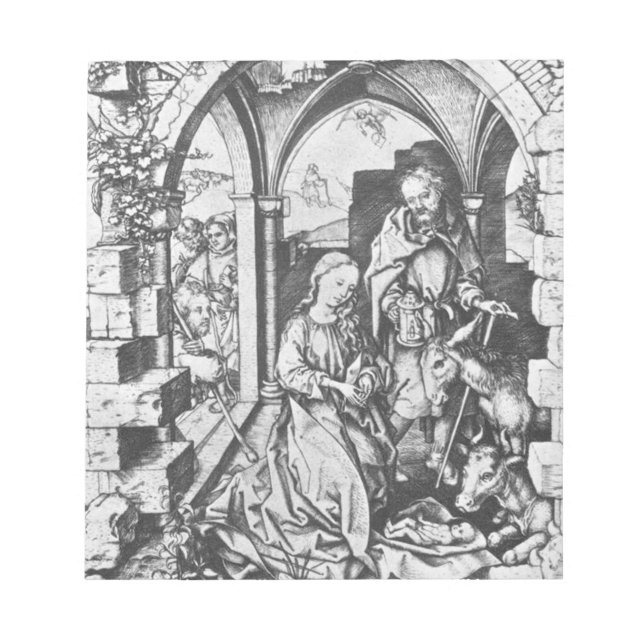 The Birth of Jesus (by Martin Schongauer) Notepad (Front)