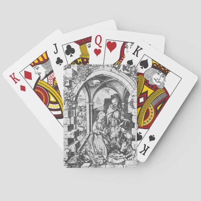 The Birth of Jesus (by Martin Schongauer) Playing Cards (Back)