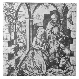 The Birth of Jesus (by Martin Schongauer) Tile