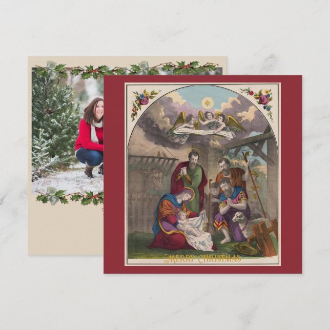 The Birth of Jesus Christ Flat Photo Card (Front/Back)