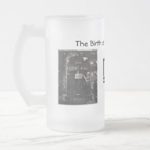 The Birth of The Penn Central Railroad Frosted Glass Beer Mug
