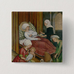The Birth of the Virgin, c.1500 15 Cm Square Badge