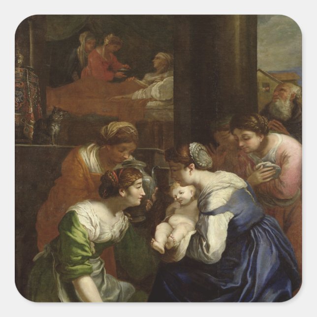 The Birth of the Virgin, c.1620 Square Sticker (Front)
