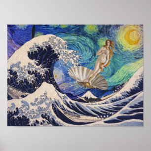 The Birth of Venus at The Great Wave Poster
