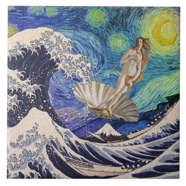 The Birth of Venus at The Great Wave Tile (Front)