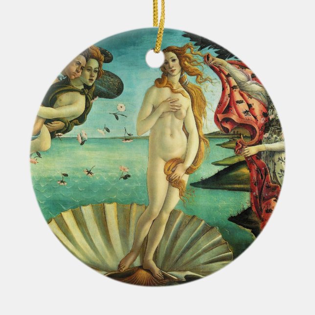 The Birth of Venus by Sandro Botticelli Ceramic Tree Decoration (Front)