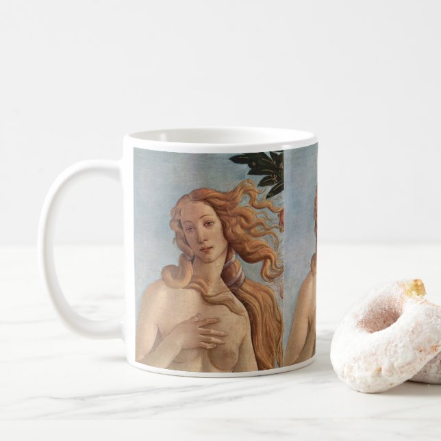 The Birth of Venus (detail) by Sandro Botticelli Coffee Mug (With Donut)