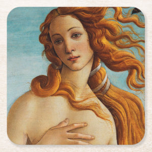 The Birth of Venus (detail), Sandro Botticelli Square Paper Coaster