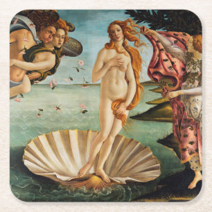 The Birth of Venus, Sandro Botticelli, 1485 Square Paper Coaster