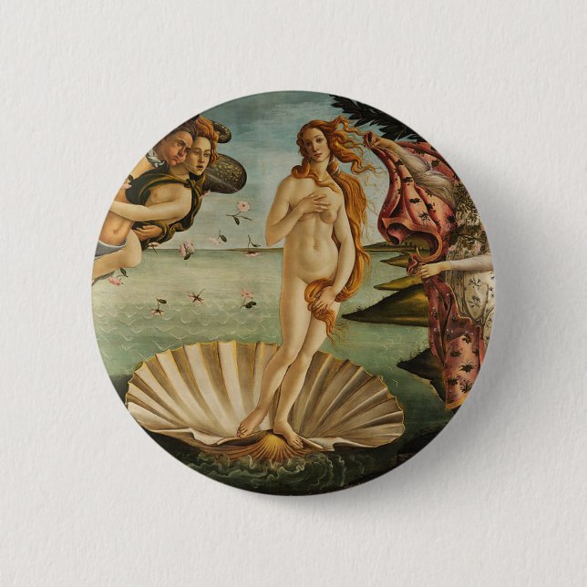 The Birth of Venus - Sandro Botticelli 6 Cm Round Badge (Front)