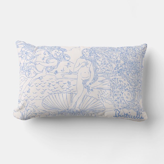 The Birth of Venus Sandro Botticelli Baby Blue Lumbar Cushion (Front)