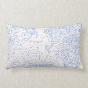 The Birth of Venus Sandro Botticelli Baby Blue Lumbar Cushion