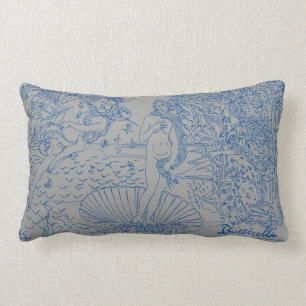 The Birth of Venus Sandro Botticelli Blue Grey Lumbar Cushion