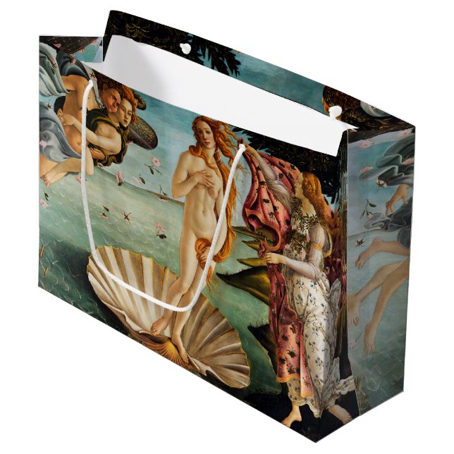 The Birth of Venus, Sandro Botticelli Large Gift Bag (Front Angled)