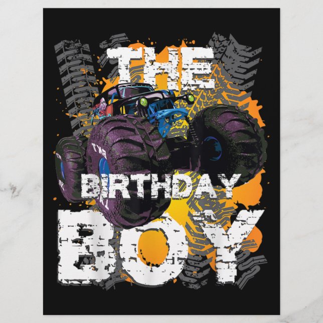 The Birthday Boy Monster Truck Matching Family Custom Letterhead (Front)