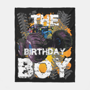 The Birthday Boy Monster Truck Matching Family Fleece Blanket