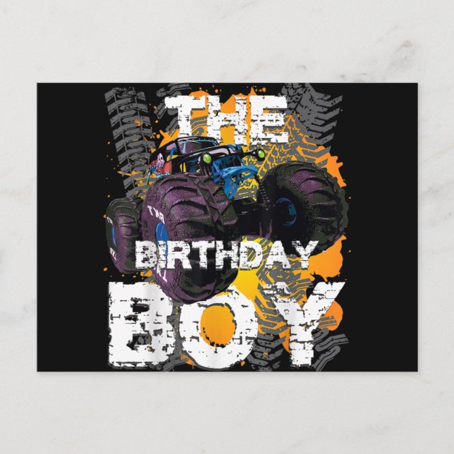 The Birthday Boy Monster Truck Matching Family Holiday Postcard (Front)