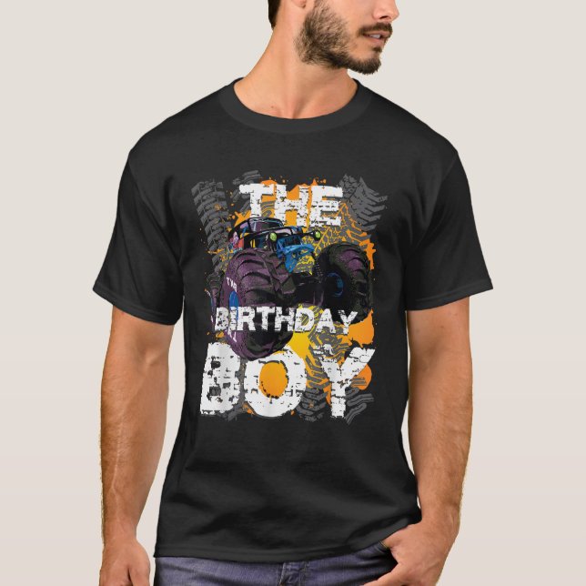 The Birthday Boy Monster Truck Matching Family Par T-Shirt (Front)