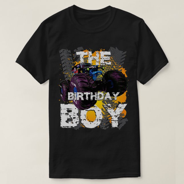 The Birthday Boy Monster Truck Matching Family Par T-Shirt (Design Front)