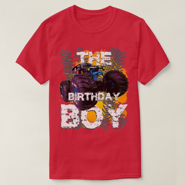 The Birthday Boy Monster Truck Matching Family Par T-Shirt (Design Front)