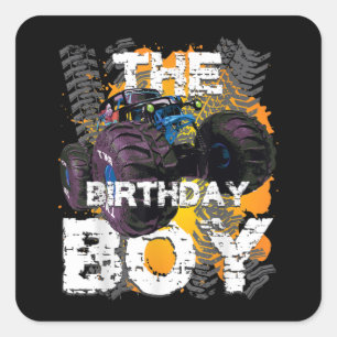 The Birthday Boy Monster Truck Matching Family Square Sticker